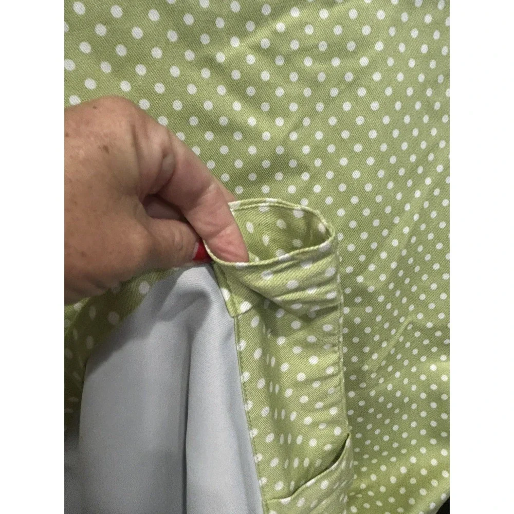 Pottery Barn Kids Curtain Panel Blackout Lining Polka Dots Green White Cotton